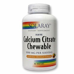 SOLARAY Calcium Citrate Chewable Natural Orange, 1000 mg, 60 wafers