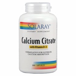 SOLARAY Calcium Citrate With Vitamin D-3, 180 Capsules