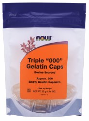 NOW Triple "000" Gelatin Caps, 200 ct