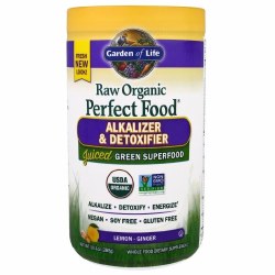 GARDEN OF LIFE Perfect Food® Raw Organic Alkalizer & Detoxifier Powder Lemon Ginger, 9.94 oz