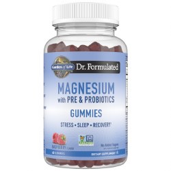 GARDEN OF LIFE Dr. Formulated Magnesium with Pre & Probiotics Gummies, Rasberry Flavor, 60 gummies