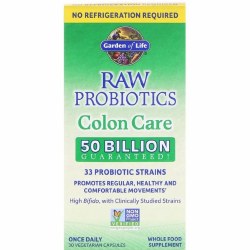 GARDEN OF LIFE RAW Probiotics Colon Care, 50 billion, 30 Vegetarian Capsules