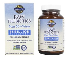 GARDEN OF LIFE RAW Probiotics Men 50 and Wiser, 85 billion, 90 Vegetarian Capsules