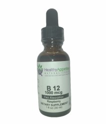 HEALTHY APPETITES B12 Drops 1000 mcg, Rasberry Flavor, 1 oz