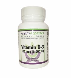 HEALTHY APPETITES Vitamin D3 5000 iu 100 softgels