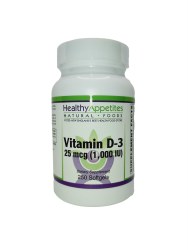 HEALTHY APPETITES Vitamin D3 1000 IU 250 softgels