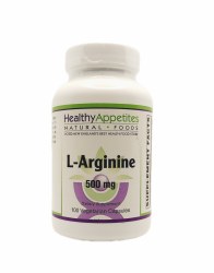 HEALTHY APPETITES L-Arginine, 500mg with B-6, 100 Vegetarian Capsules