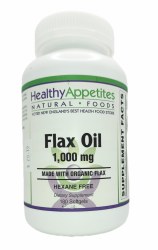 HEALTHY APPETITES Flax Oil Organic, 1,000 mg, 180 Soft Gels