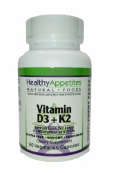 HEALTHY APPETITES Vitamin D3+K2, 60 Vegetarian Capsules