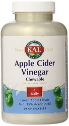 KAL Apple Cider Vinegar, 500 mg, 60 Chewable Tablets