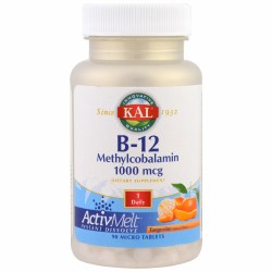 KAL B-12 Methylcobalamin ActivMelt Tangerine, 90 micro tablets