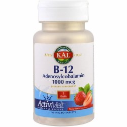 KAL B-12 Adenosylcobalamin ActivMelt Strawberry, 1000 mcg, 90 micro tablets