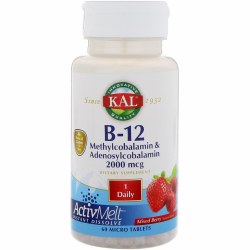 KAL B-12 Methylcobalamin & Adenosylcobalamin Mixed Berry