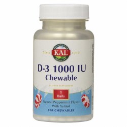 KAL D-3 Chewable Peppermint, 1000 IU, 100 Chewables