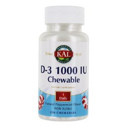 KAL D-3 Chewable Peppermint, 1000 IU, 200 Chewables