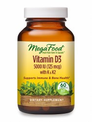 MEGAFOOD Vitamin D3 5000 IU with K & K2, 60 tablets