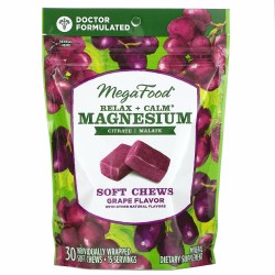 MEGAFOOD Magnesium Grape Chews, 30 individually wrapped chews