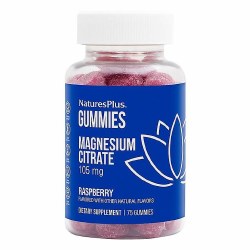 NATURES PLUS Magnesium Citrate 150mg Gummy, Raspberry Flavor, 75 Gummies