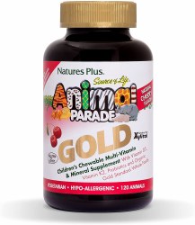 NATURE'S PLUS Animal Parade® Gold Children's Chewable Multi-Vitamin and Mineral Cherry, 120 Chewable Tablets