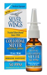 NATURAL PATH SILVER WINGS Colloidal Silver Immune Support 50 PPM, 1 fl oz vertical spray