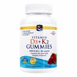 NORDIC NATURALS Vitamin D3 plus K2 Gummies Pomegranate, 60 Gummies