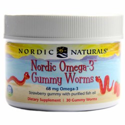 NORDIC NATURALS Nordic Omega 3 Gummy Worms Strawberry, 30 Gummies