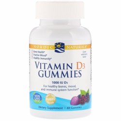 NORDIC NATURALS Vitamin D3 Gummies Wild Berry, 1000 IU, 60 Gummies