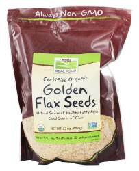 NOW Organic Golden Flax Seeds, 32 oz