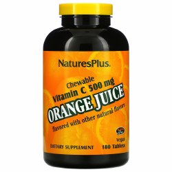 NATURE'S PLUS Chewable Orange Juice Vitamin C, 500 mg, 180 Tablets