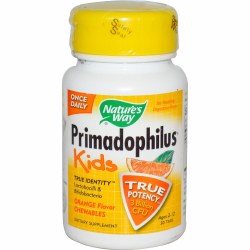 NATURE'S WAY Primadophilus Kids, Orange flavored, 30 chewable tablets