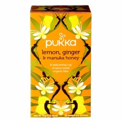 PUKKA Lemon Ginger & Manuka Honey Tea, 20 tea sachets