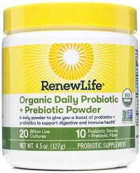 RENEW LIFE Organic Daily Probiotic + Prbiotic Powder, 4.5 oz