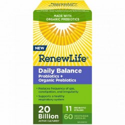 RENEW LIFE Daily Balance Probiotics and Organic Prebiotics, 60 capsules