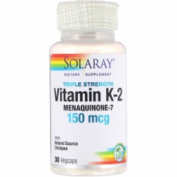 SOLARAY Vitamin K-2 Menaquinone-7, 150 mcg - 30 VegCaps