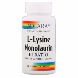 SOLARAY L-Lysine Monolaurin, 60 Vegetarian Capsules