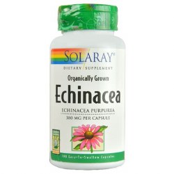 SOLARAY Organic Echinacea Herb, 380 mg - 100 Capsules