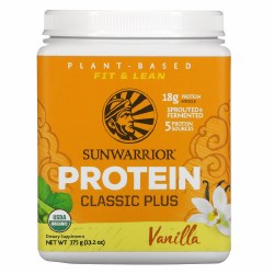 SUNWARRIOR Classic Plus Plant-Based Protein, Vanilla, 13.2 oz
