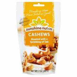 SUNSHINE NUT CO Roasted Cashew lightly salted, 7 oz