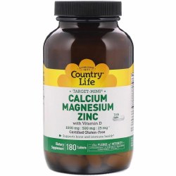 COUNTRY LIFE Target-Mins Calcium Magnesium Zinc with Vitamin D, 180 Tablets