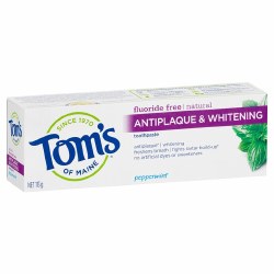 TOM'S Antiplaque & Whitening Fluoride-Free Toothpaste, Peppermint