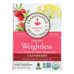 TRADITIONAL MEDICINALS Organic Weightless Cranberry Tea, 16 tea bags