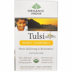 ORGANIC INDIA Tulsi Tea (Holy Basil), Honey Chamoile, 18 tea bags