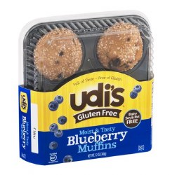 UDI'S Gluten-Free Blueberry Muffins, 4 muffins