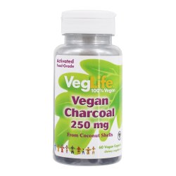 VEGLIFE Vegan Charcoal 250mg, 60 Vegan Capsules