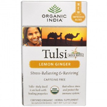 ORGANIC INDIA Tulsi Lemon Ginger Tea, 18 tea bags