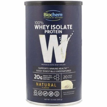 BIOCHEM Sports Whey Isolate Powder Natural, 12.3 oz