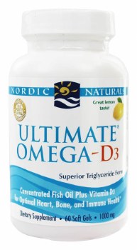 NORDIC NATURALS Ultimate® Omega-D3 Lemon, 1000 mg, 60 Softgels
