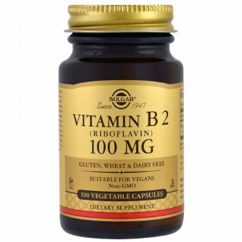 SOLGAR Vitamin B2 100 Mg Vegetable Capsules, 100 capsules