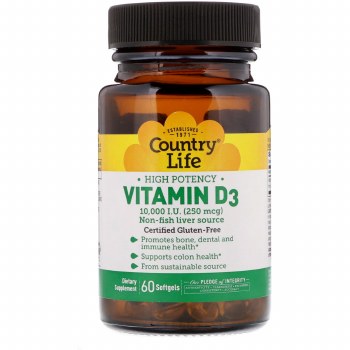 COUNTRY LIFE Vitamin D3, 5000 IU, 60 Softgels