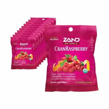 ZAND CranRasberry Zinc &amp; Vitamin C lozenges, 18 throat lozenges